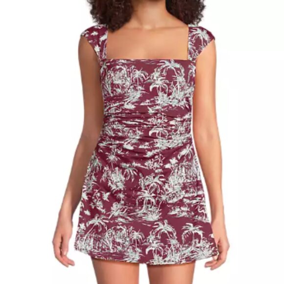 Lands' End Other - NWT Women's Land's End Smoothing Square Neck Ruched Swim Dress Swimsuit Sz 18